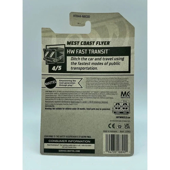West Coast Flyer 4/5 HW Fast Transit 56/250 Let’s Race 2024 Hot Wheels - Picture 2 of 2